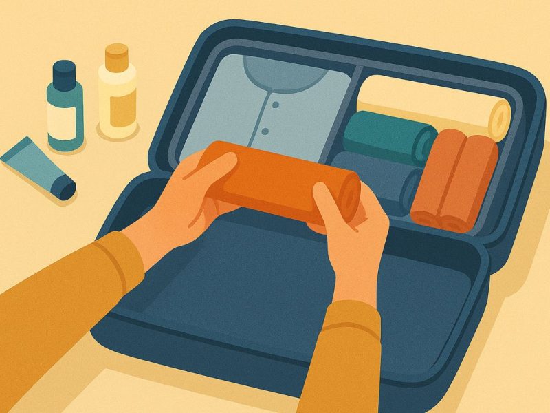 Вещи трубочкой в чемодане